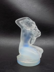 Vintage Lalique art glass opalescent Floreal nude figure