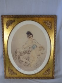 Charming signed Louis Icart.  Signed & numbered aquatint etching. Titled Clipped Wings