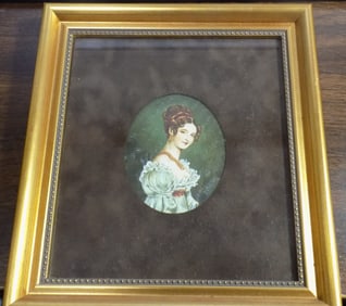 Vintage oil painting of lady. Artist signed
