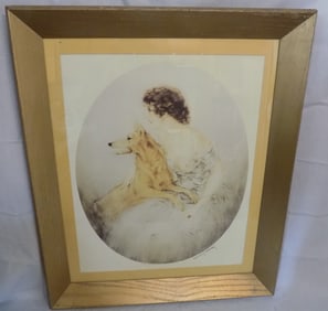 Charming signed Louis Icart. Signed & numbered aquatint etching. Titled Best Friends