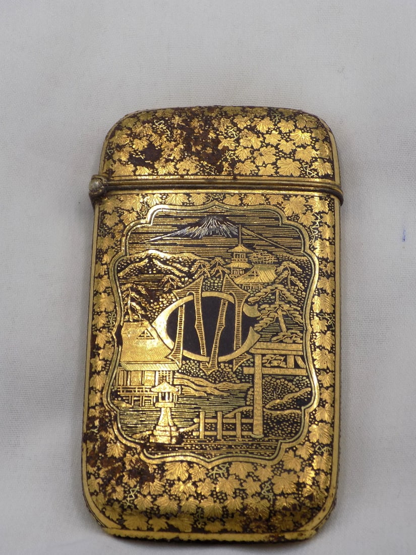 Vintage Japanese Komai Damascene 14 k gold decorated match safe (1 of 6)