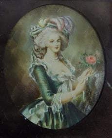 Vintage oil painting of lady. Artist signed