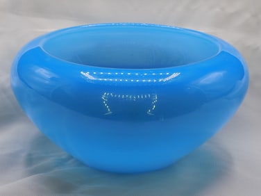 Vintage Steuben art glass blue jade bowl.  Shape 2687