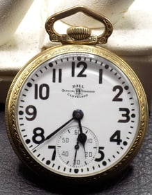 High end Ball Hamilton 999B 21 jewel railroad grade 1947 pocket watch