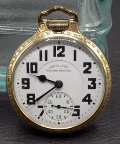 High end Hamilton 992B 21 jewel railroad grade 1944 pocket watch