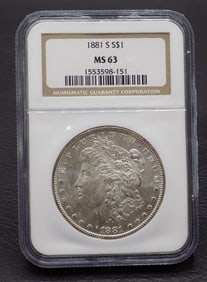 1881 S Uncirculated MS63 NGC Morgan silver dollar