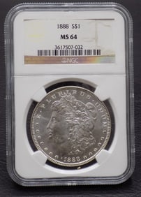 1888 Uncirculated MS64 NGC Morgan silver dollar