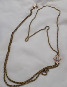 Victorian ladies gold filled cameo pocket watch slide chain