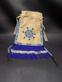 Antique Native American Indian beaded bag Cheyenne or Apache