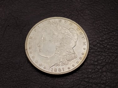Uncirculated 1887 Morgan silver dollar