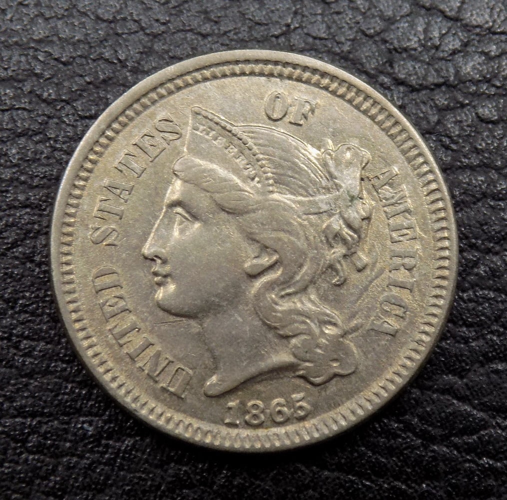 Uncirculated 1865 three cent nickel (1 of 2)