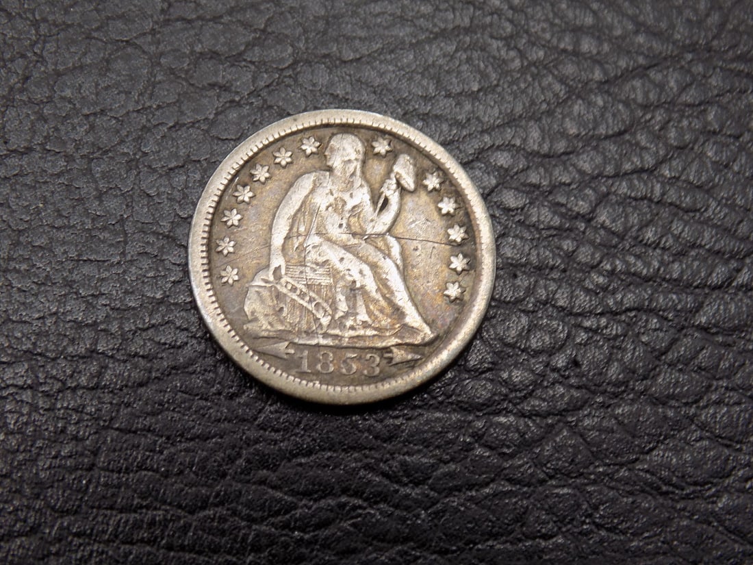 1853 O US Liberty Seated silver dime with arrows (1 of 2)