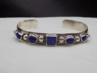 Vintage Native American Indian lapis lazuli and sterling silver bracelet