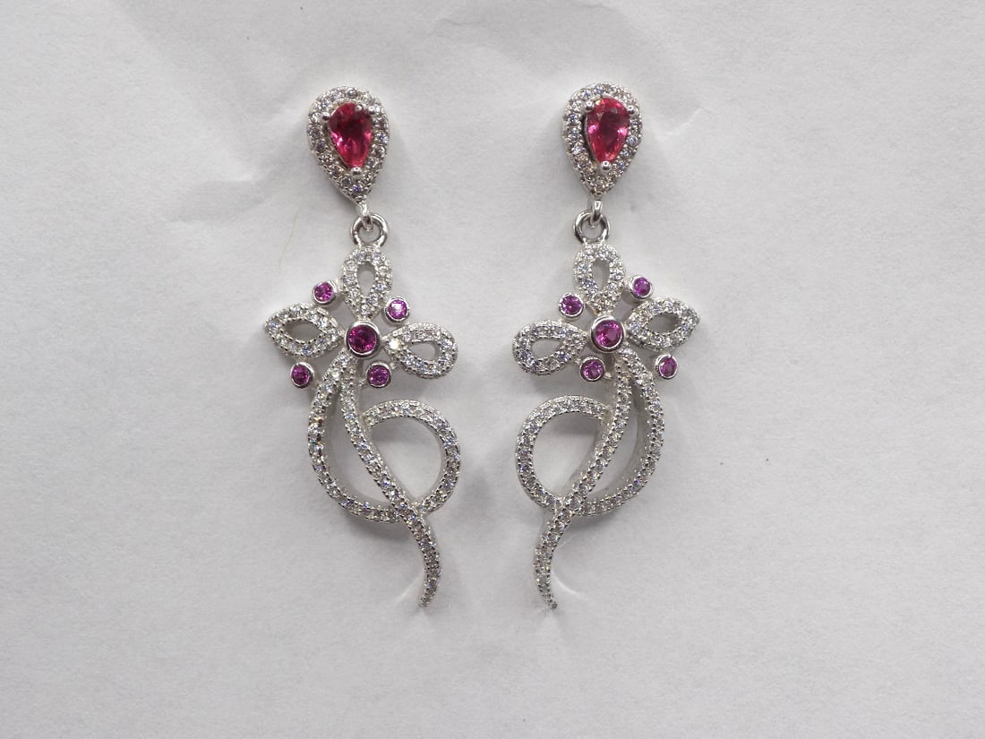 Beautiful pair of ruby and topaz sterling silver earrings (1 of 5)