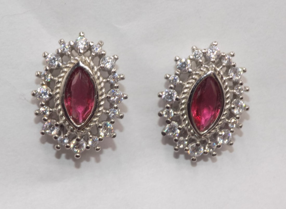 Beautiful pair of ruby and topaz sterling silver earrings (1 of 5)