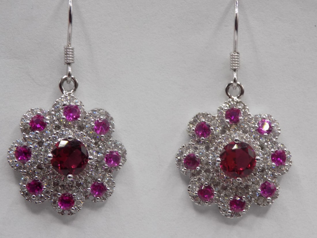 Beautiful ruby and topaz sterling silver earrings (1 of 3)