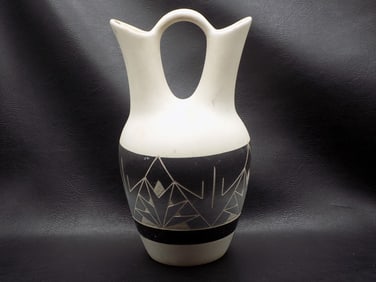 Native American Indian decorated wedding pottery vase
