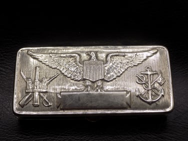 World War II military shaving kit with eagle and military emblem decoration