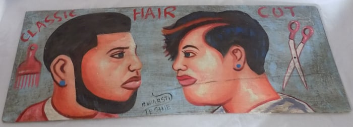 Classic Hair Cut oil painting barber shop advertising sign