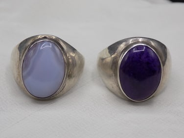 Two vintage Native American Indian sterling silver rings signed D A