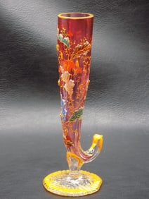 Exquisite decorated Moser art glass vase