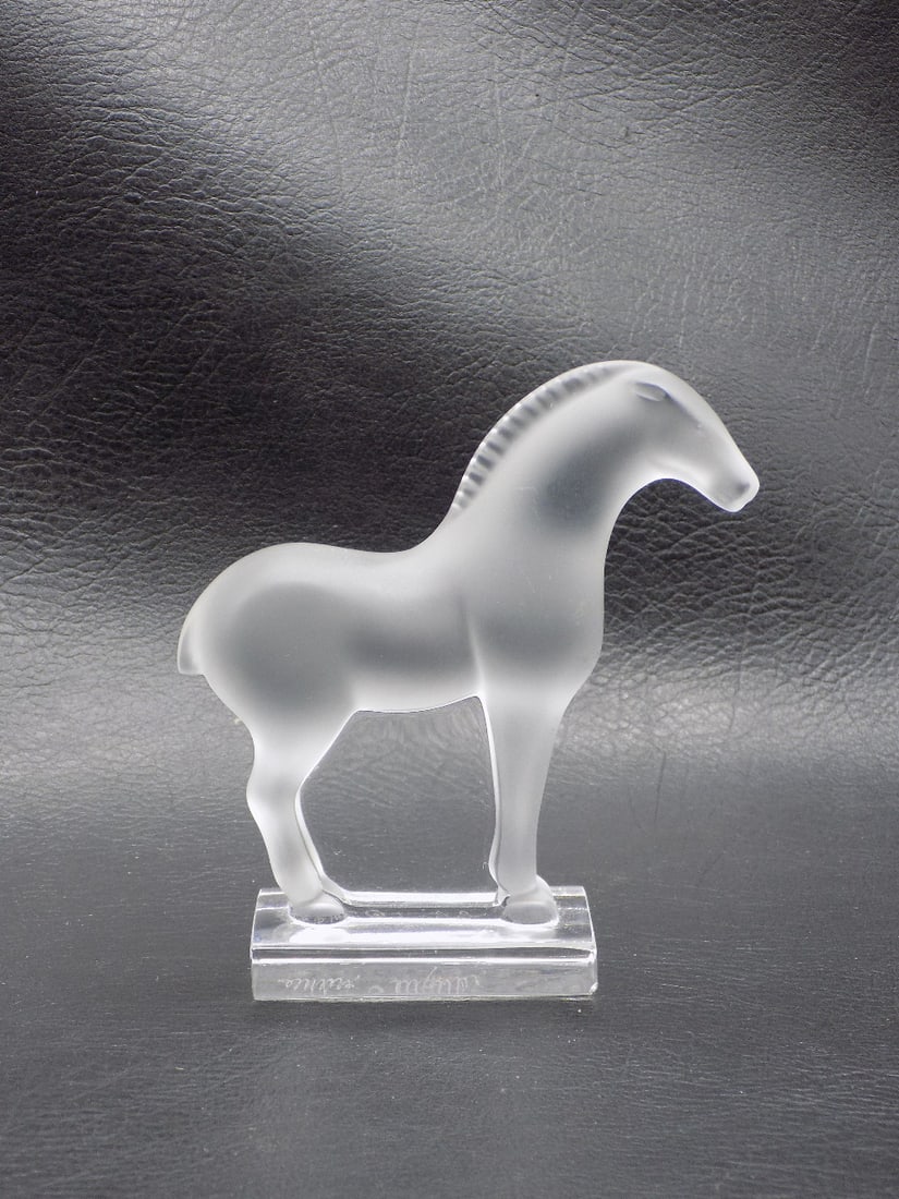 Vintage signed Lalique art glass horse paperweight (1 of 7)