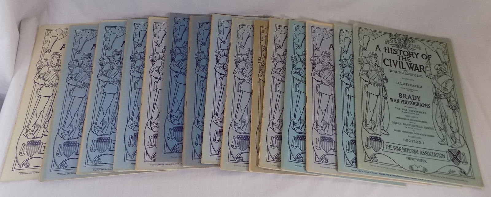 A History of the Civil War illustrated in sixteen editions: A History of the Civil War illustrated in sixteen editions. Brady War photographs. By permission of the War Department. Sections one through 16, one is not showing in photo In very good original