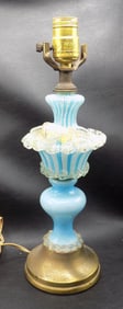 Midcentury Italian Murano latticino ribbon art glass lamp