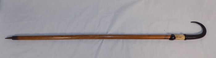 Unusual antique cane.  Horn handle with hoof and fur.