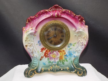 Antique Ansonia Royal Bonn china case clock
