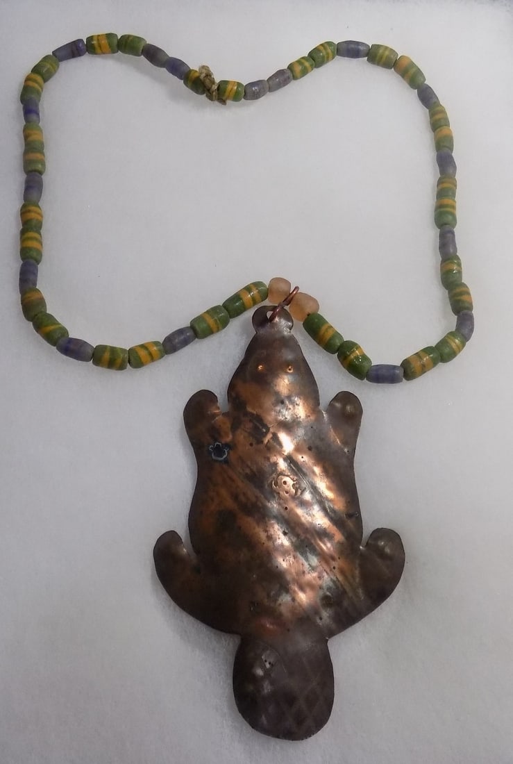 Native American Indian copper beaver trade bead necklace (1 of 10)