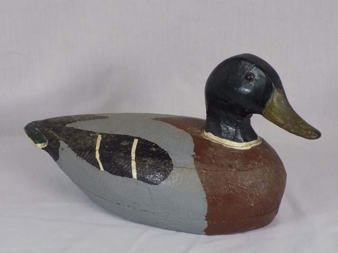 Antique hand painted wood duck decoy (1 of 5)