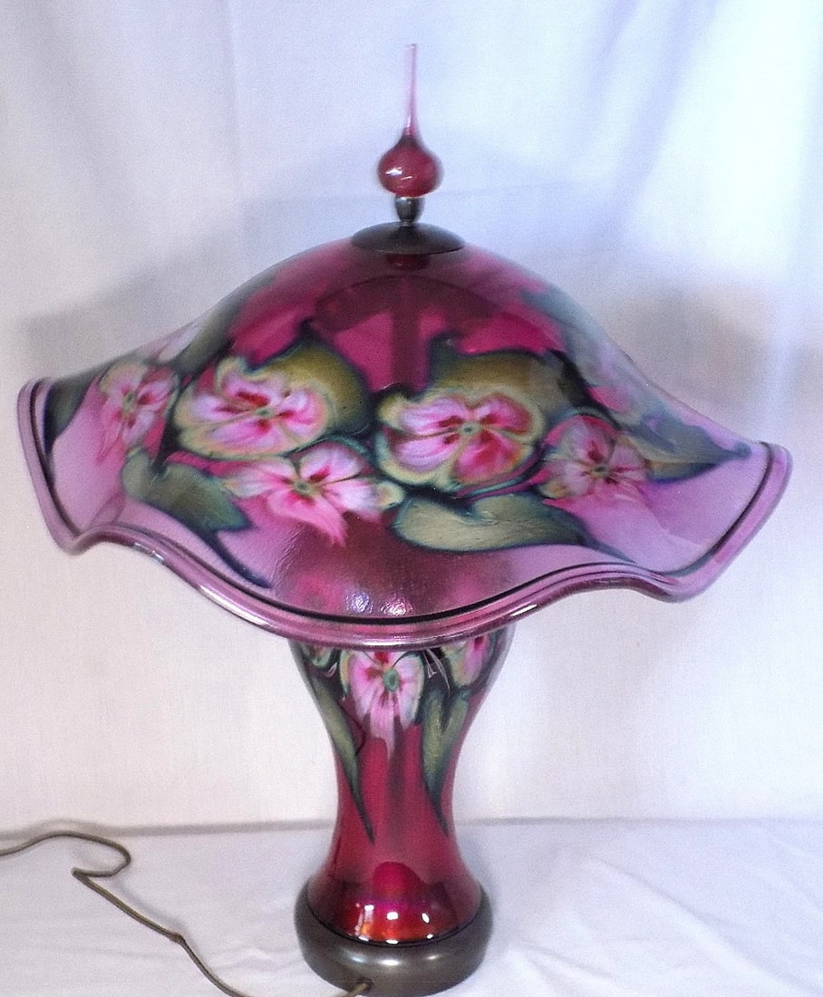 Fabulous large signed Lotton art glass table lamp (1 of 13)
