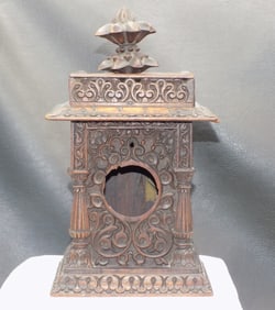 Exceptional antique hand carved pocket watch holder