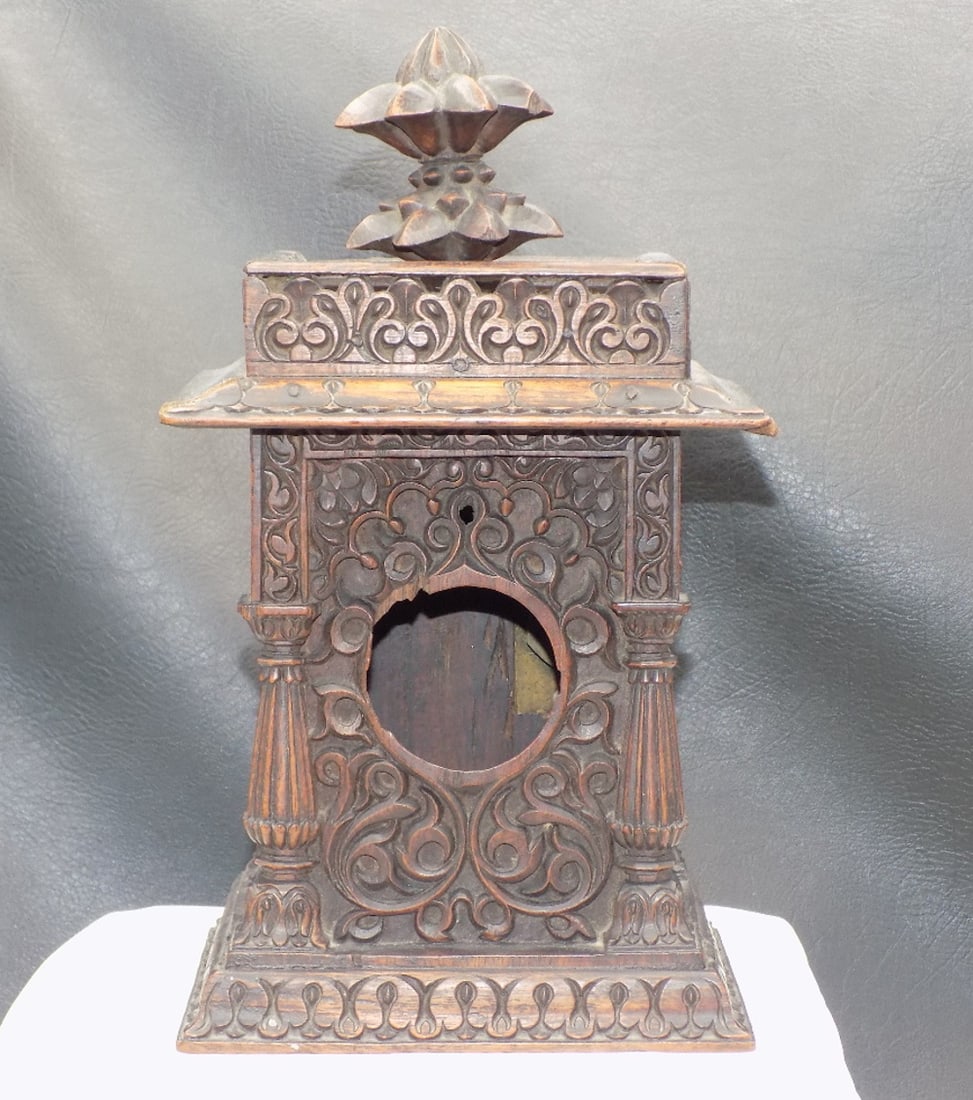 Exceptional antique hand carved pocket watch holder (1 of 11)