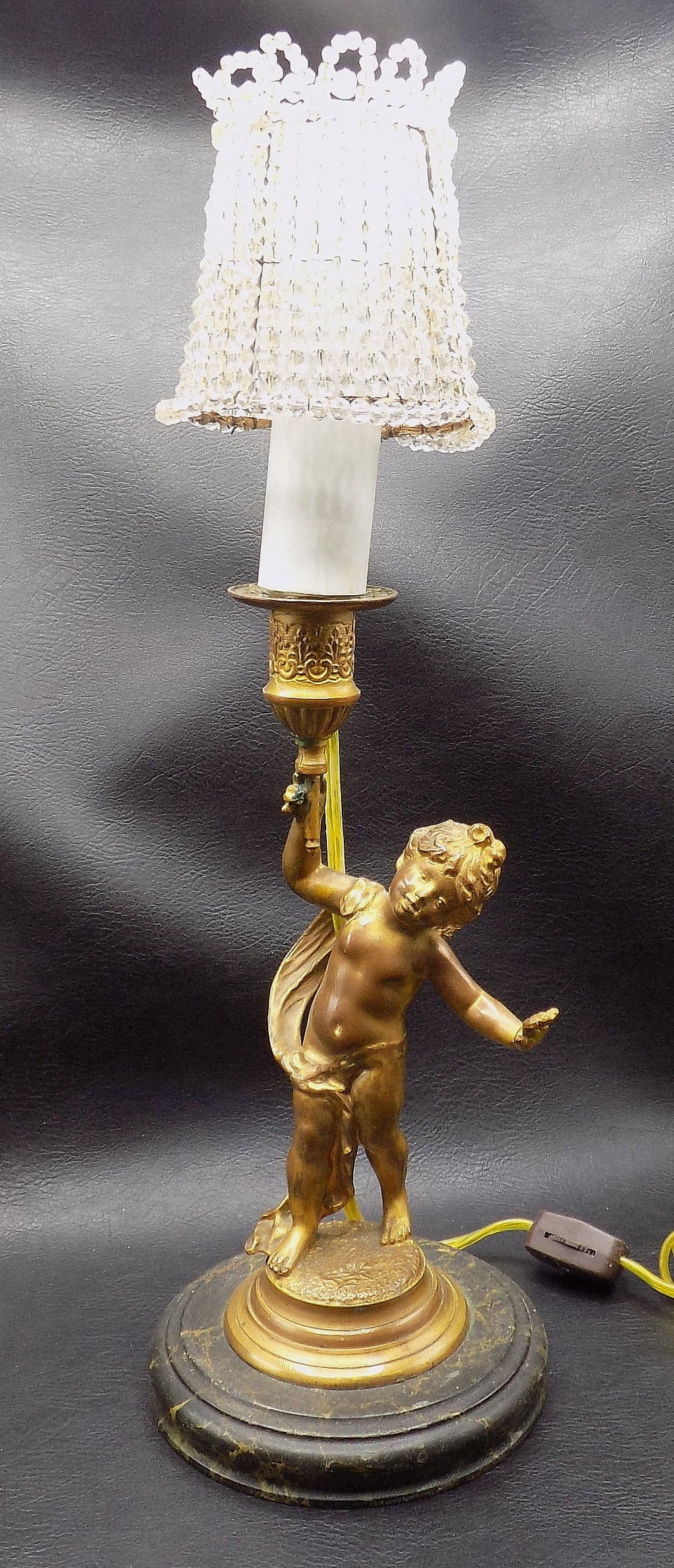 Antique angel figural lamp beaded glass lamp (1 of 5)
