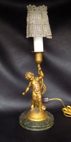 Antique angel figural lamp beaded Glass Lamp