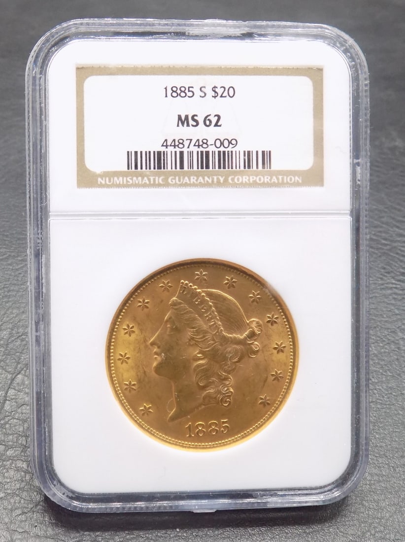 1885 S Uncirculated NGC Graded MS62 $20 gold coin (1 of 5)