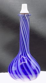 Antique Hobbs Brockunier blue with opalescent swirl barber bottle.