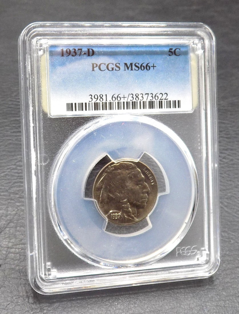 1937 D Uncirculated graded by PCGS MS66 Buffalo nickel: 1937 D Uncirculated graded by PCGS MS66 Buffalo nickel. For in house shipping. Please call Mike at Thriftiques 319-321-0613