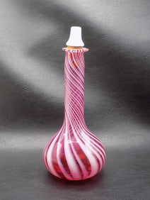 Antique Hobbs Brockunier red  with opalescent swirl barber bottle