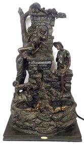 Highly detailed antique indoor cast metal water fountain