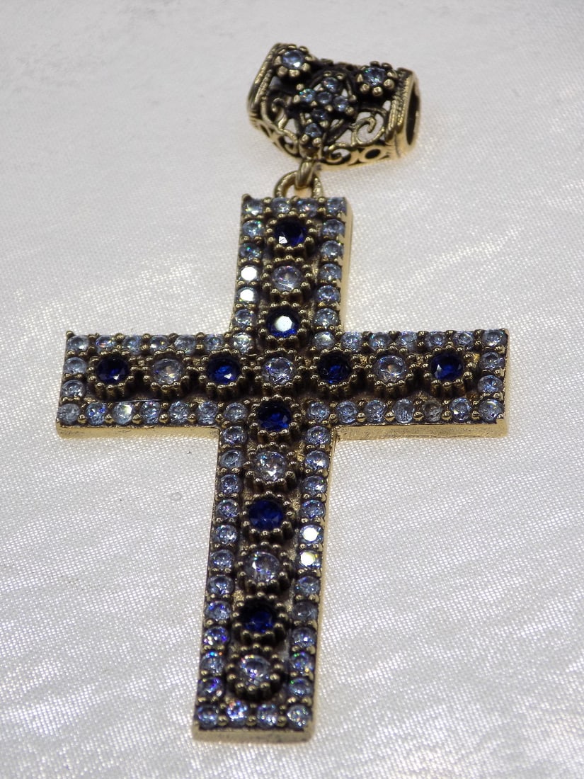 Beautiful sapphire and topaz sterling silver cross (1 of 6)