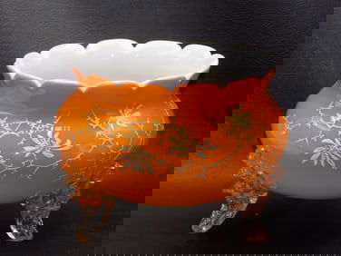 Vintage Moser decorated art glass bowl