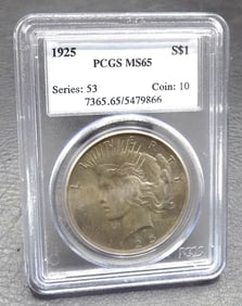 1925  Uncirculated PCGS graded MS65 silver dollar