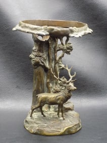 Antique bronze figural deer lamp base
