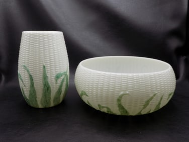 Vintage Libbey Maize celery vase and bowl