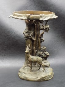 Antique bronze figural deer lamp base