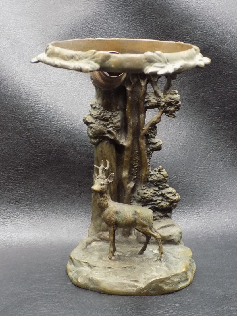 Antique bronze figural deer lamp base (1 of 7)