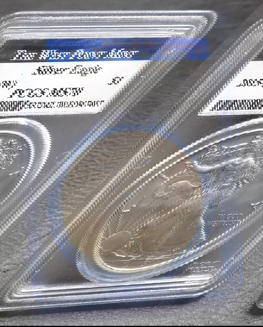 2015 Uncirculated PCGS graded MS70 silver eagle West Point Mint (1 of 4)